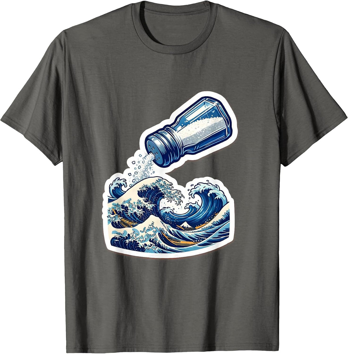 Salty Shaker Ocean Waves Graphic Tee T-Shirt - Asphalt Grey