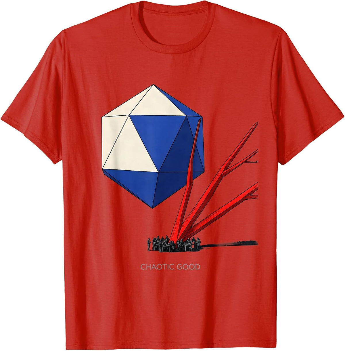 Men's Chaotic Good Geometric RPG Gamer Tabletop Humor T-Shirt - Red