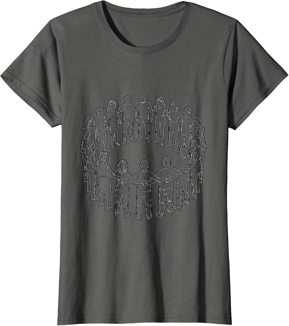 Women's Social Worker Diverse Community Circle Illustration T-Shirt - Asphalt Grey