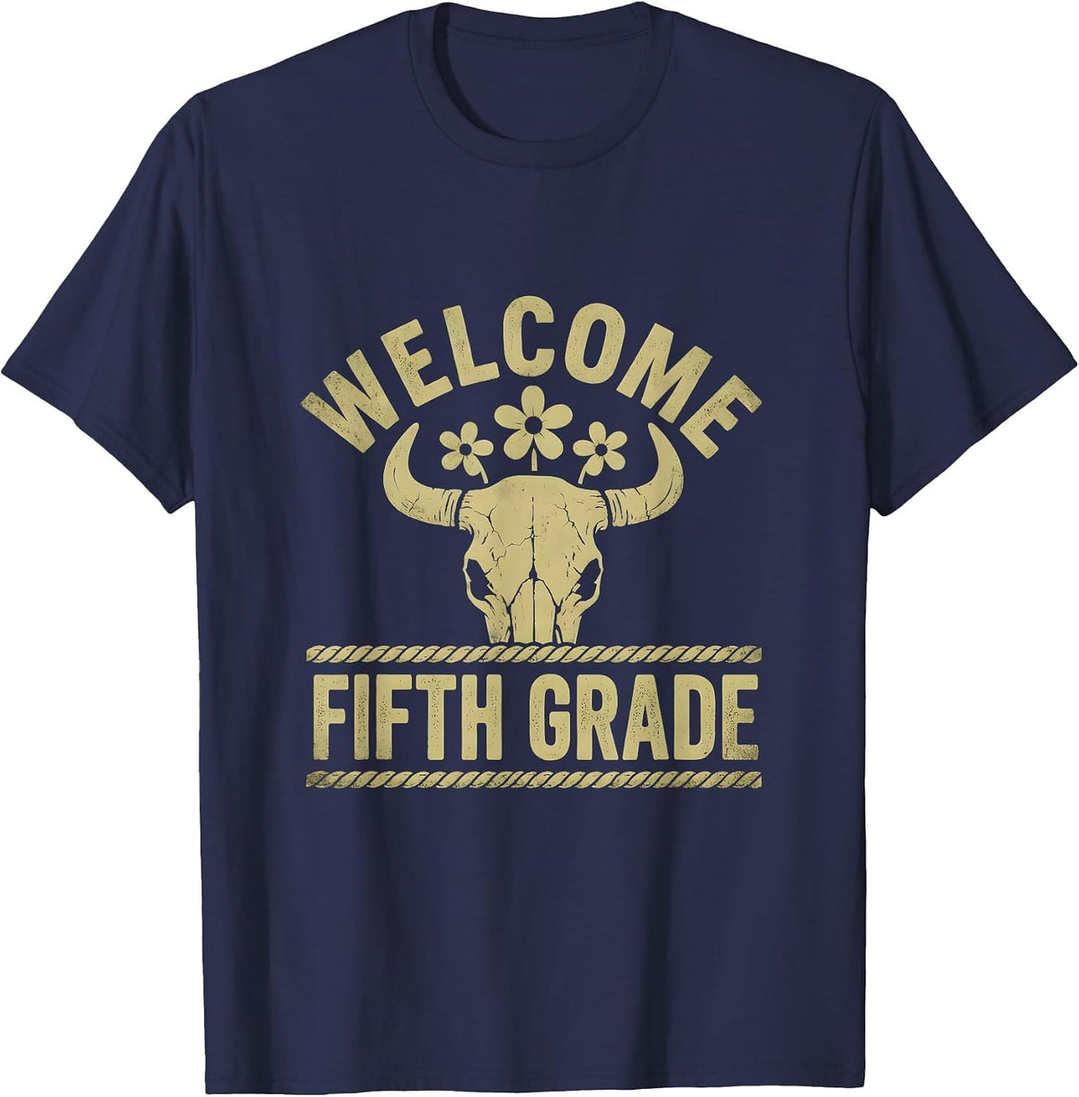 Men's Welcome Fifth Grade Boho Western Teacher Back To School T-Shirt - Navy Blue