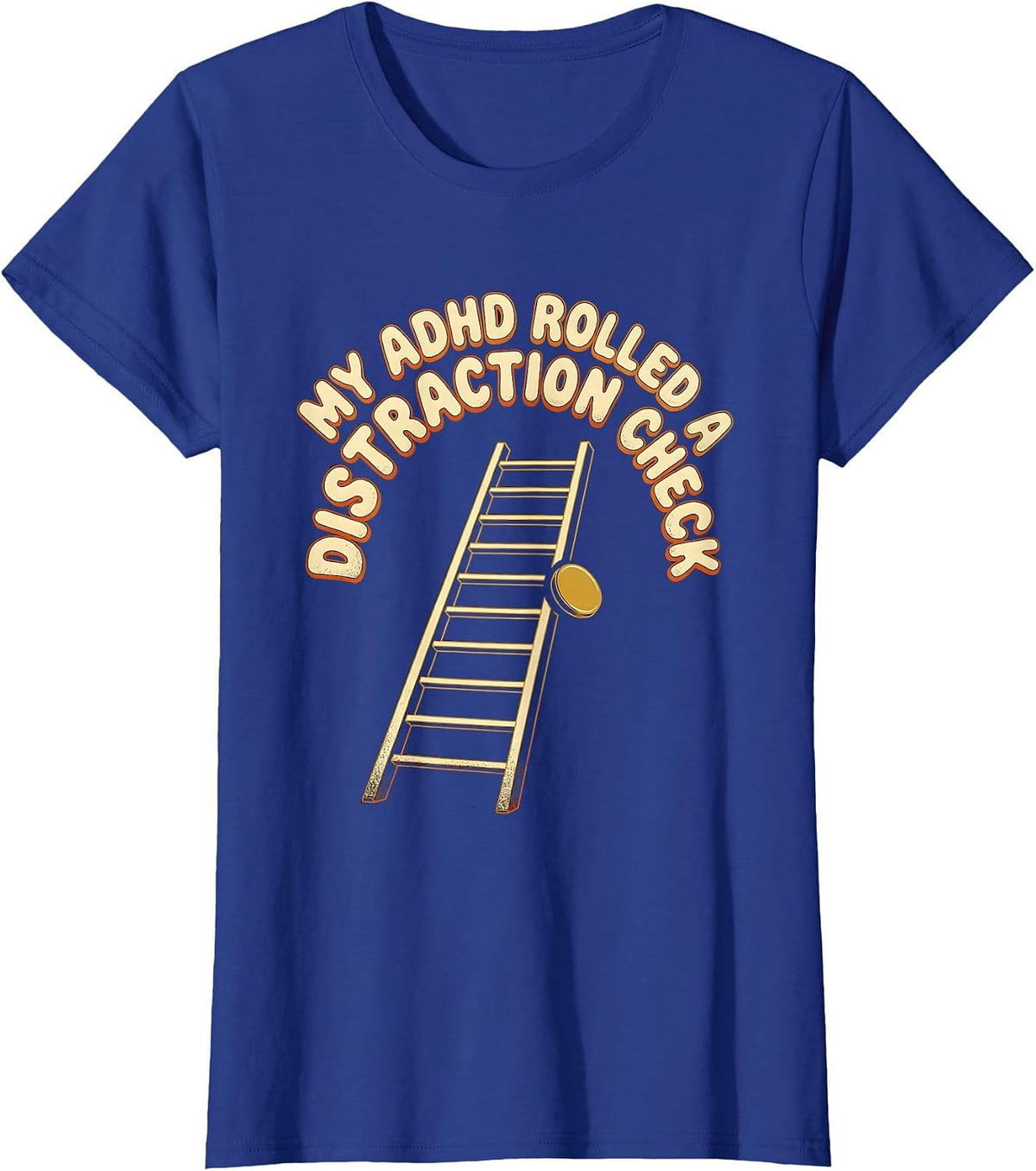 Women's My ADHD Rolled A Distraction Check Retro Vintage ADHD Gamer T-Shirt - Royal Blue