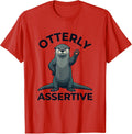 Men's Otterly Assertive Funny Otter Lover Humor Gift T-Shirt - Red