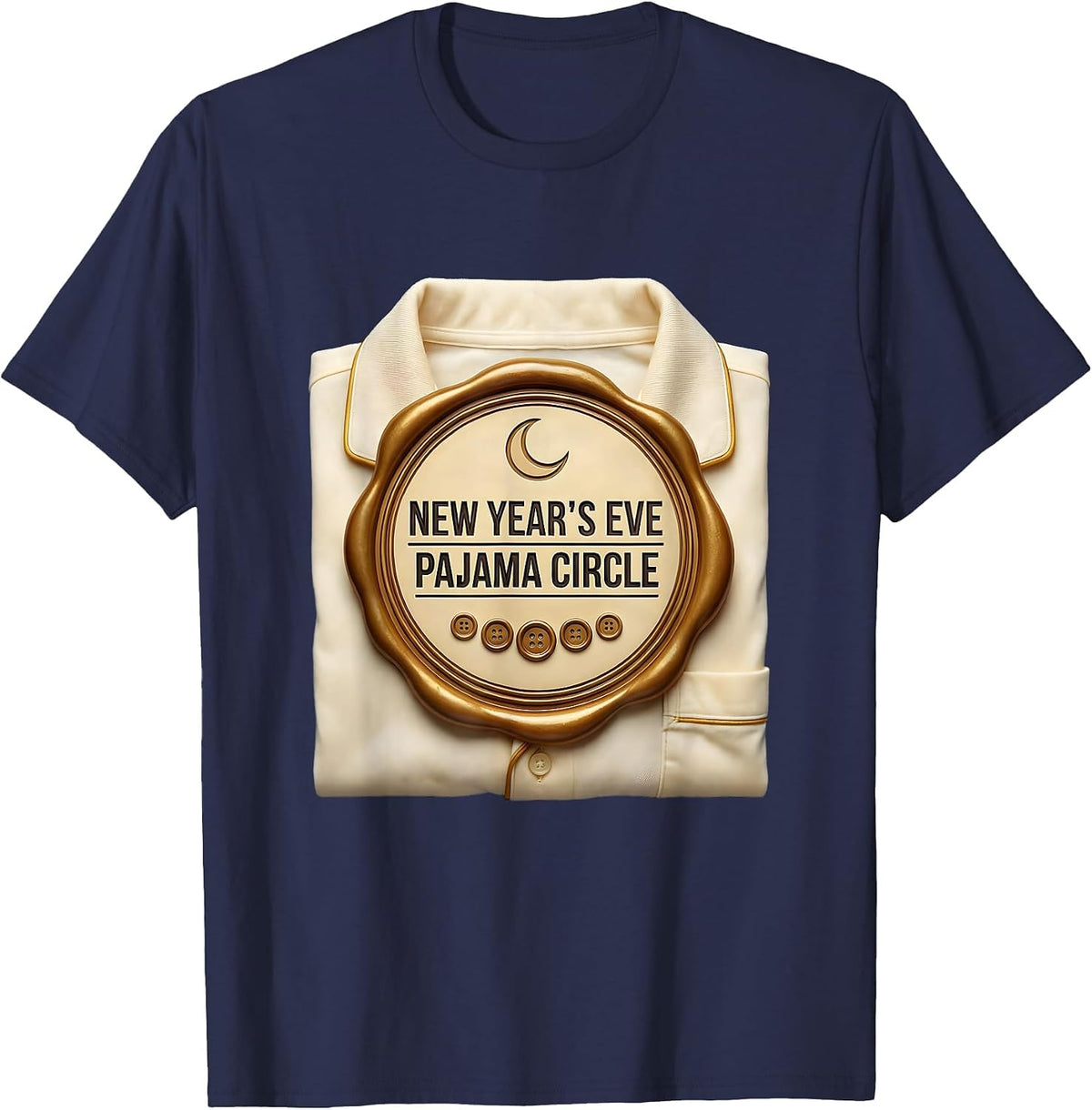New Year's Eve Pajama Circle Funny Family Matching Party T-Shirt - Navy Blue