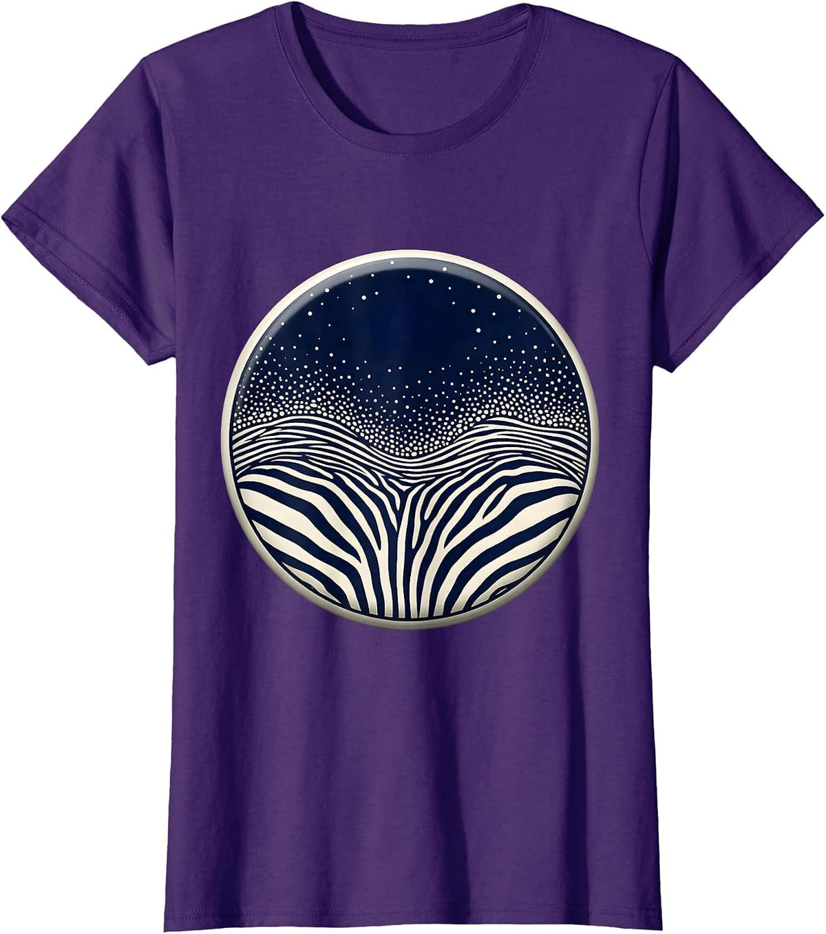 Women's Zebra Stripes Blending Into Starry Night Sky T-Shirt - Purple