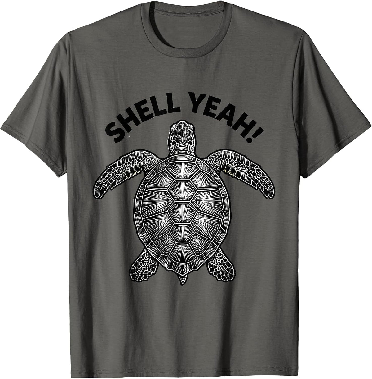 Shell Yeah Funny Turtle Lover Design T-Shirt - Asphalt Grey