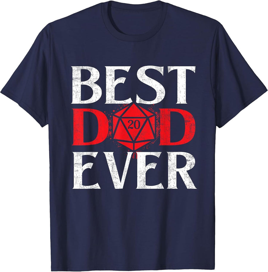 Best Dad Ever - RPG Tabletop Games D20 Tabletop T-Shirt - Navy Blue