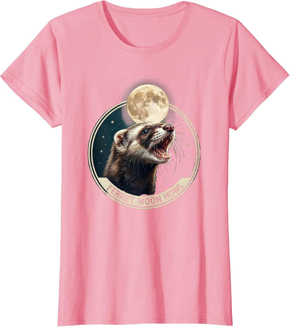 Women's Ferret Moon Howl Funny Ferret Lover Pet Owner Gift T-Shirt - Pink