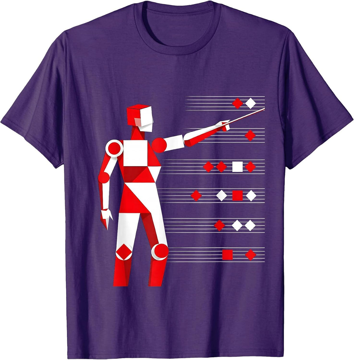Music Teacher Chalkboard Staff Illustration T-Shirt - Purple