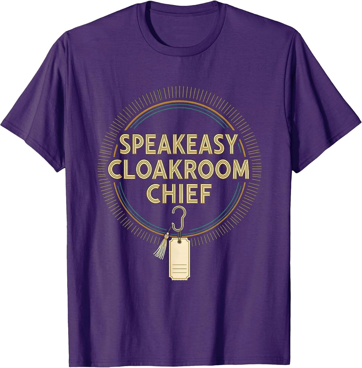 Speakeasy Cloakroom Chief Art Deco Roaring 20s Party T-Shirt - Purple