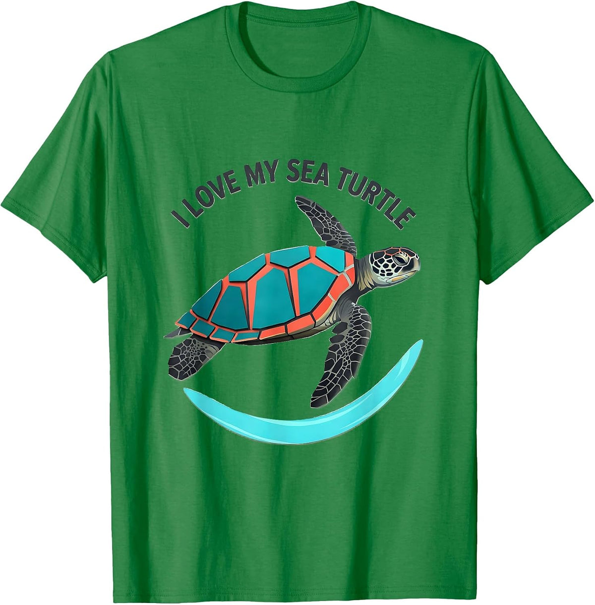 Men's I Love My Sea Turtle Midcentury Modern Ocean Animal Lover T-Shirt - Kelly Green