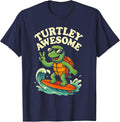 Turtley Awesome - Surfing Turtle T-Shirt - Navy Blue