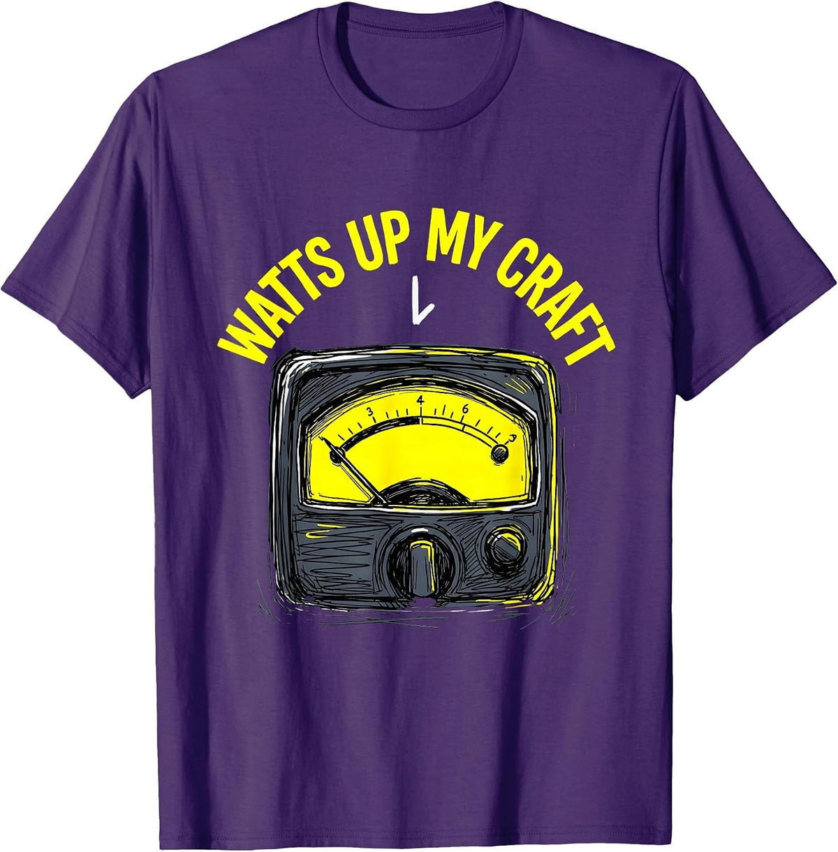 Watts Up My Craft Funny Machinist Electrician Trade Humor T-Shirt - Purple