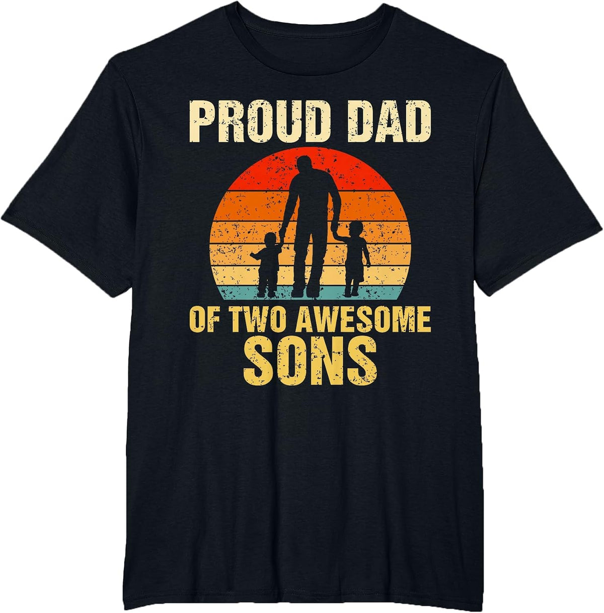 Proud Dad of Two Awesome Sons Dad of 2 Two Boys Best Father T-Shirt - Black