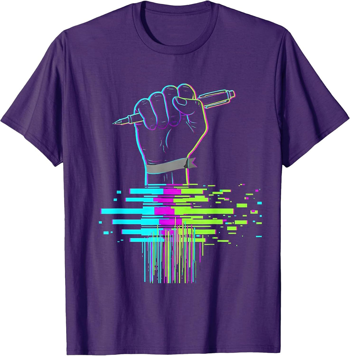 Raised Fist Glitch Humor Parkinson's Awareness T-Shirt - Purple