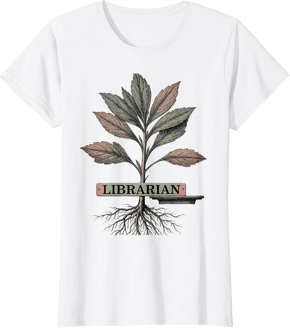 Librarian Botanical Teacher Gift School Start Appreciation T-Shirt - White