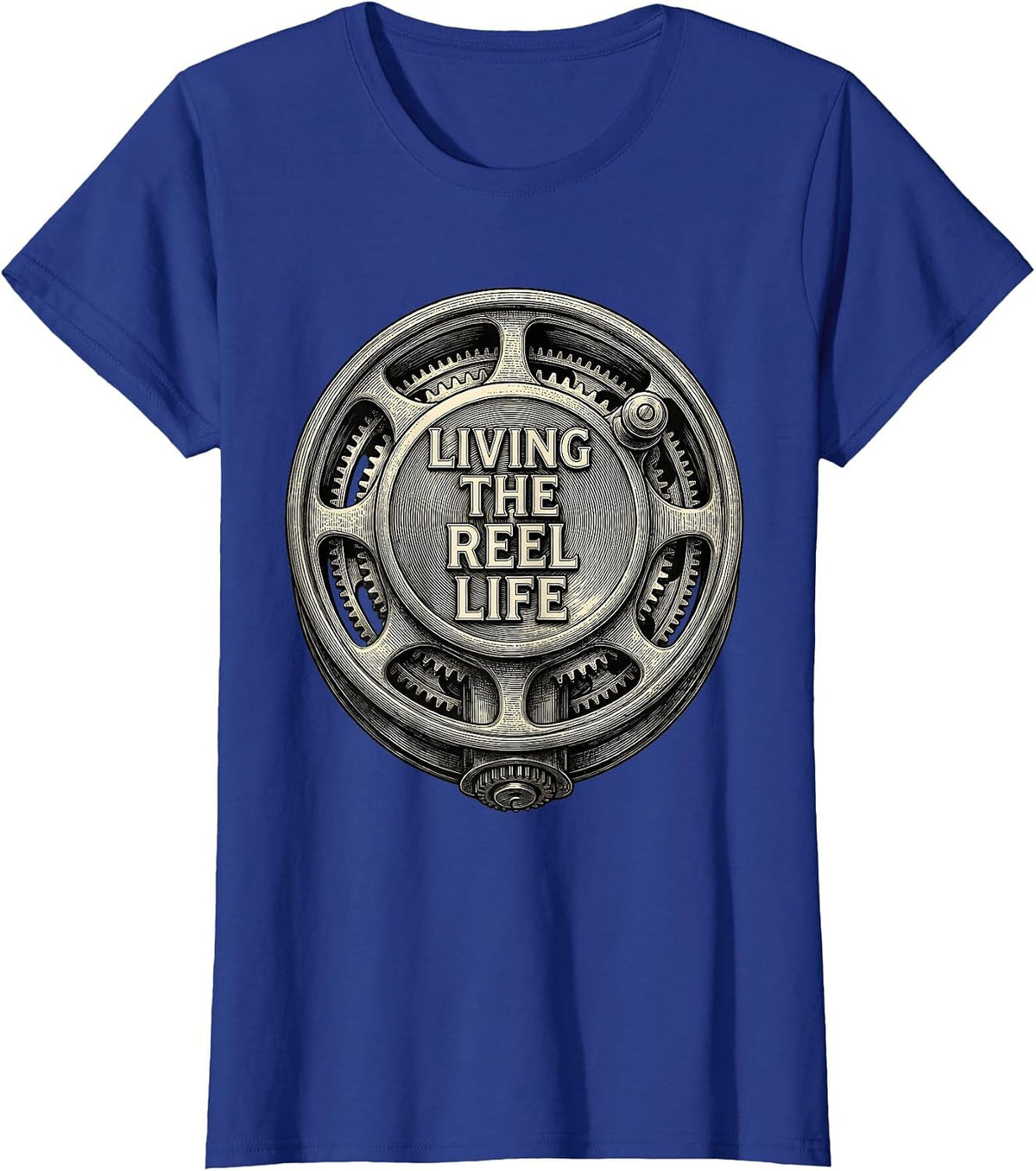 Women's Living the Reel Life Funny Fishing Design T-Shirt - Royal Blue