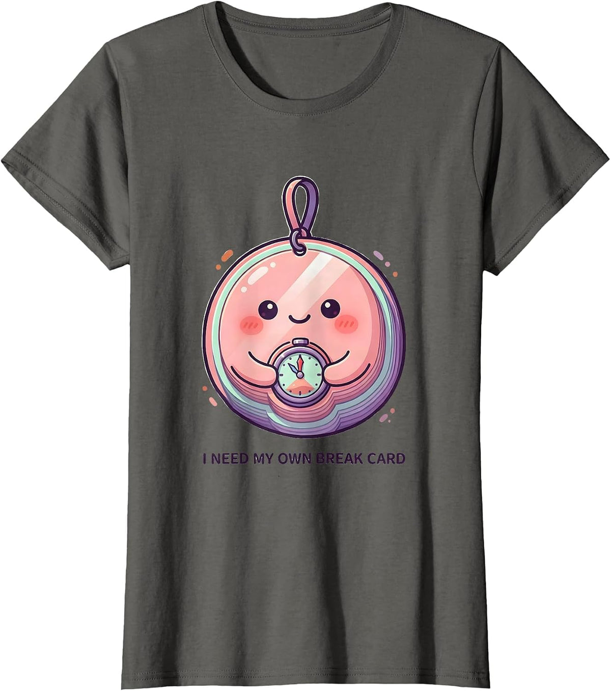Women's I Need My Own Break Card Cute Kawaii Special Education T-Shirt - Asphalt Grey