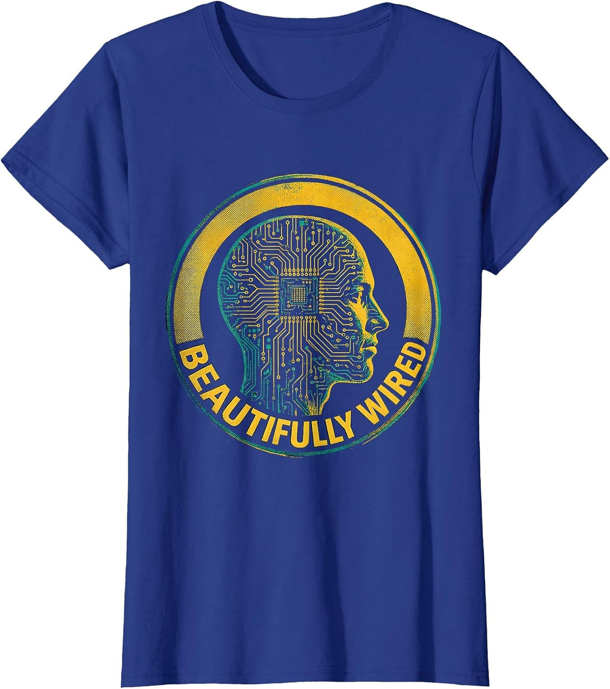 Women's Beautifully Wired Autism Awareness Design T-Shirt - Royal Blue