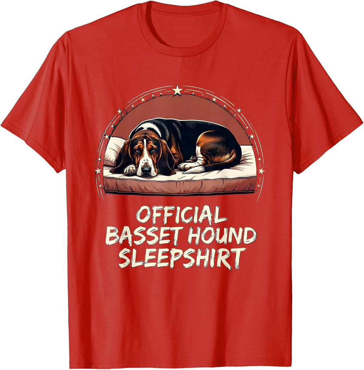 Men's Official Basset Hound Sleepshirt Funny Dog Lover Pajamas T-Shirt - Red