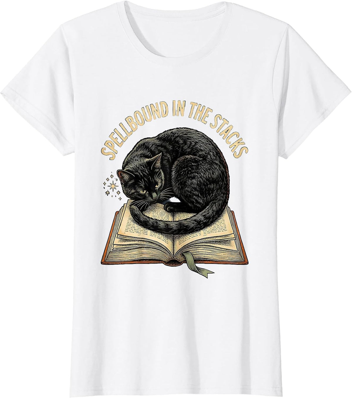 Spellbound In The Stacks Funny Book Lover Halloween Reader T-Shirt - White