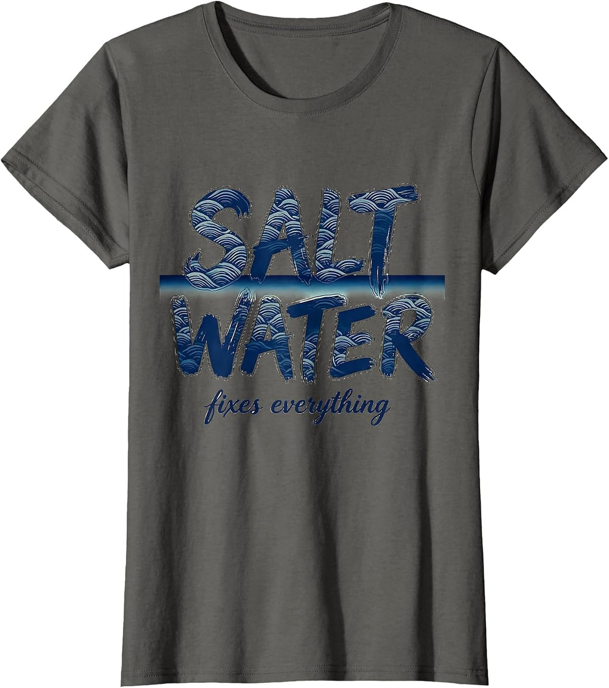 Women's Salt Water Fixes Everything Sailor Design T-Shirt - Asphalt Grey