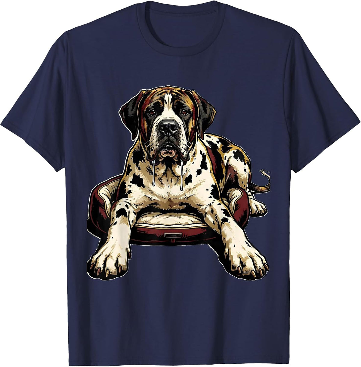 Great Dane Harlequin Dog Mom Drool Funny Dog Dad T-Shirt - Navy Blue