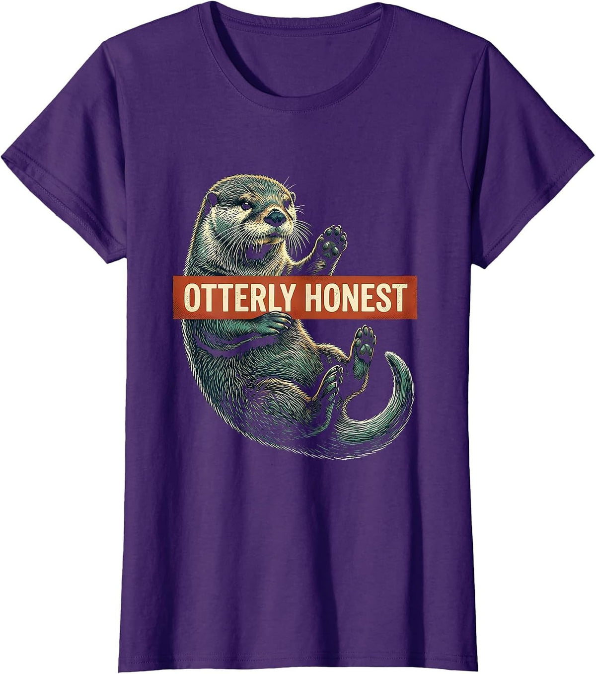 Otterly Honest Funny Otter Lover Humor Gift For Otter T-Shirt, Women, Purple, X-Small - As Pictured