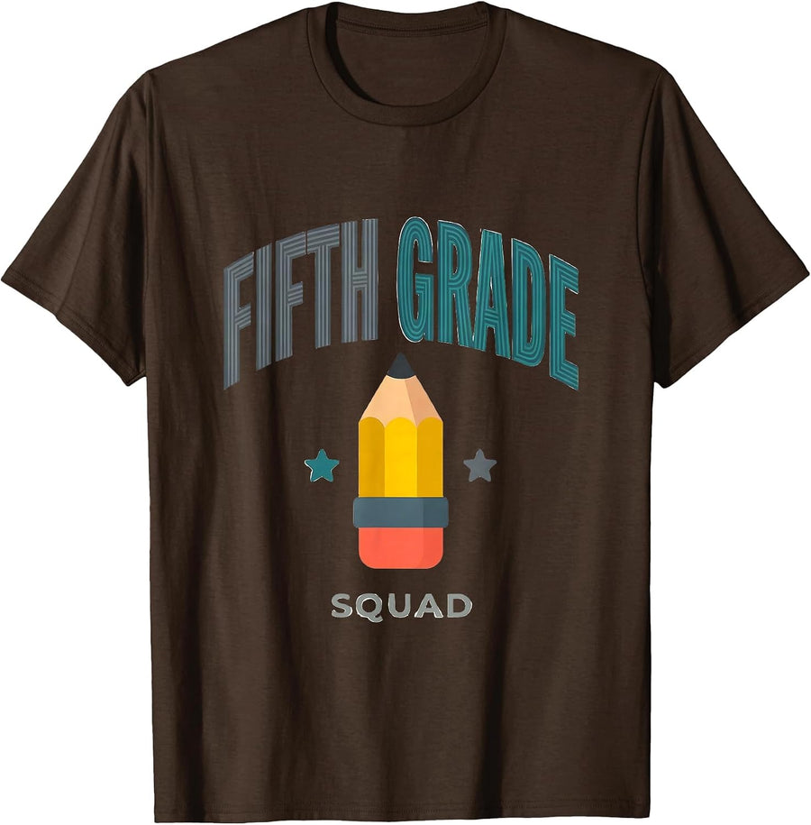 Fifth Grade Squad Teacher Crew Back To School Team T-Shirt - Brown