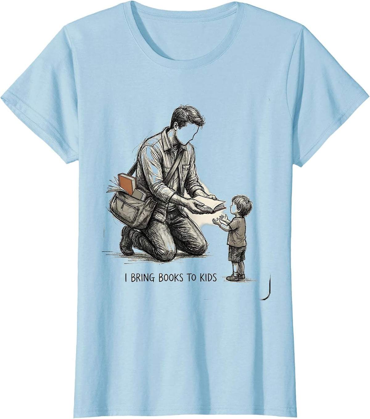 I Bring Books To Kids Literacy Advocate Teacher Librarian T-Shirt - Baby Blue