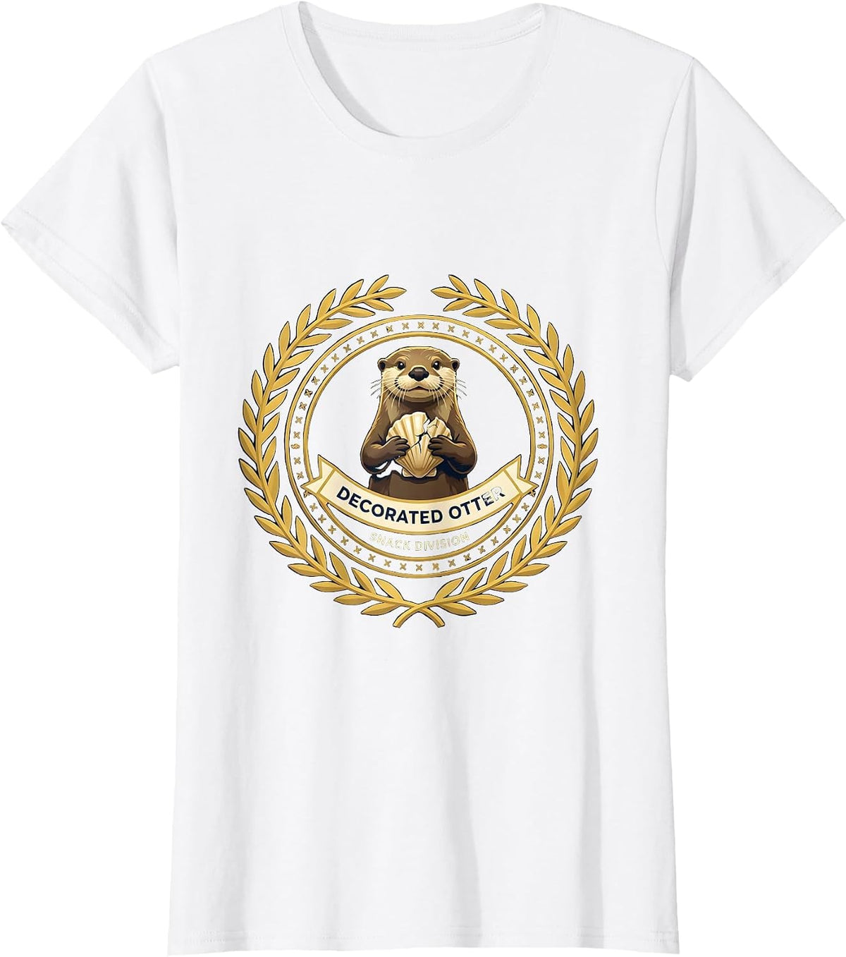 Women's Decorated Otter Snack Division Funny Otter Lover Humor T-Shirt - White