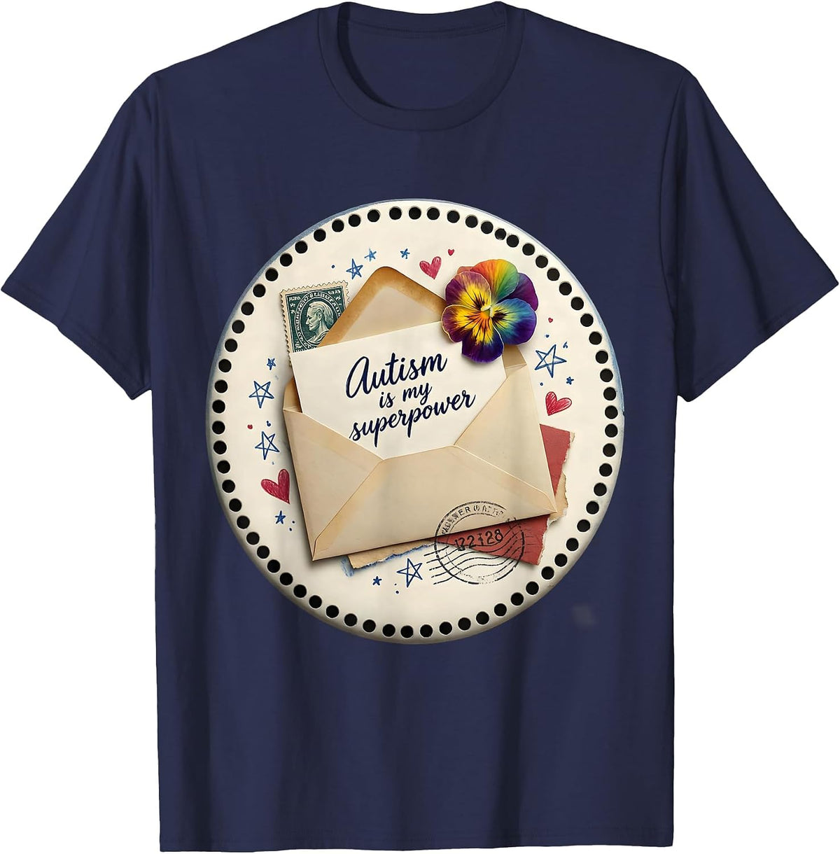 Men's Autism Is My Superpower Awareness Design T-Shirt - Navy Blue
