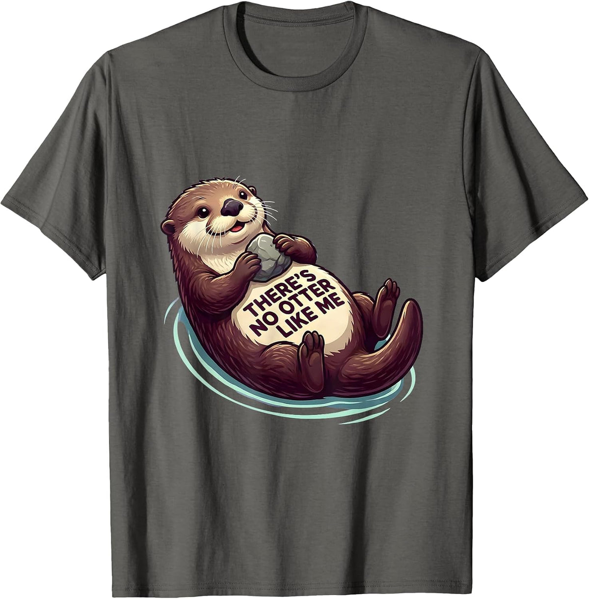 Men's There's No Otter Like Me Cute Kawaii Otter Lover Gift T-Shirt - Asphalt Grey