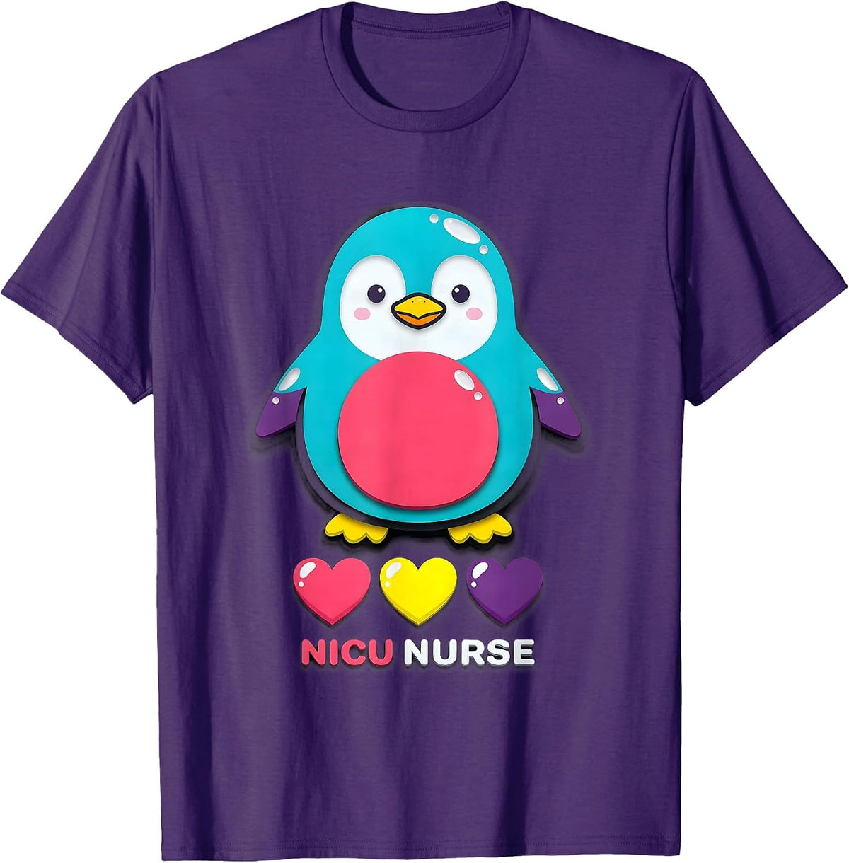 Men's NICU Nurse Cute Penguin Pediatric Nurse Practitioner T-Shirt - Purple