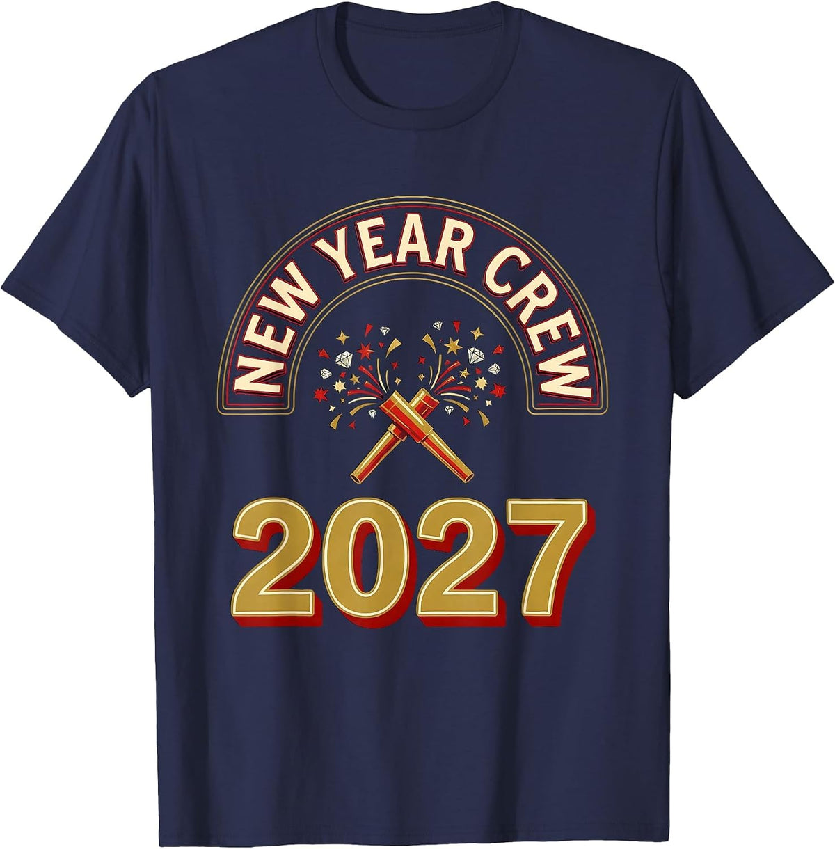 Men's New Year Crew 2027 Festive Party Family Matching Celebration T-Shirt - Navy Blue