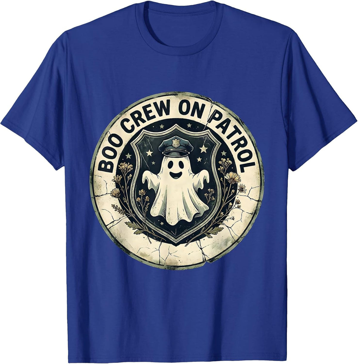 Men's Boo Crew On Patrol Police Officer Halloween T-Shirt - Royal Blue