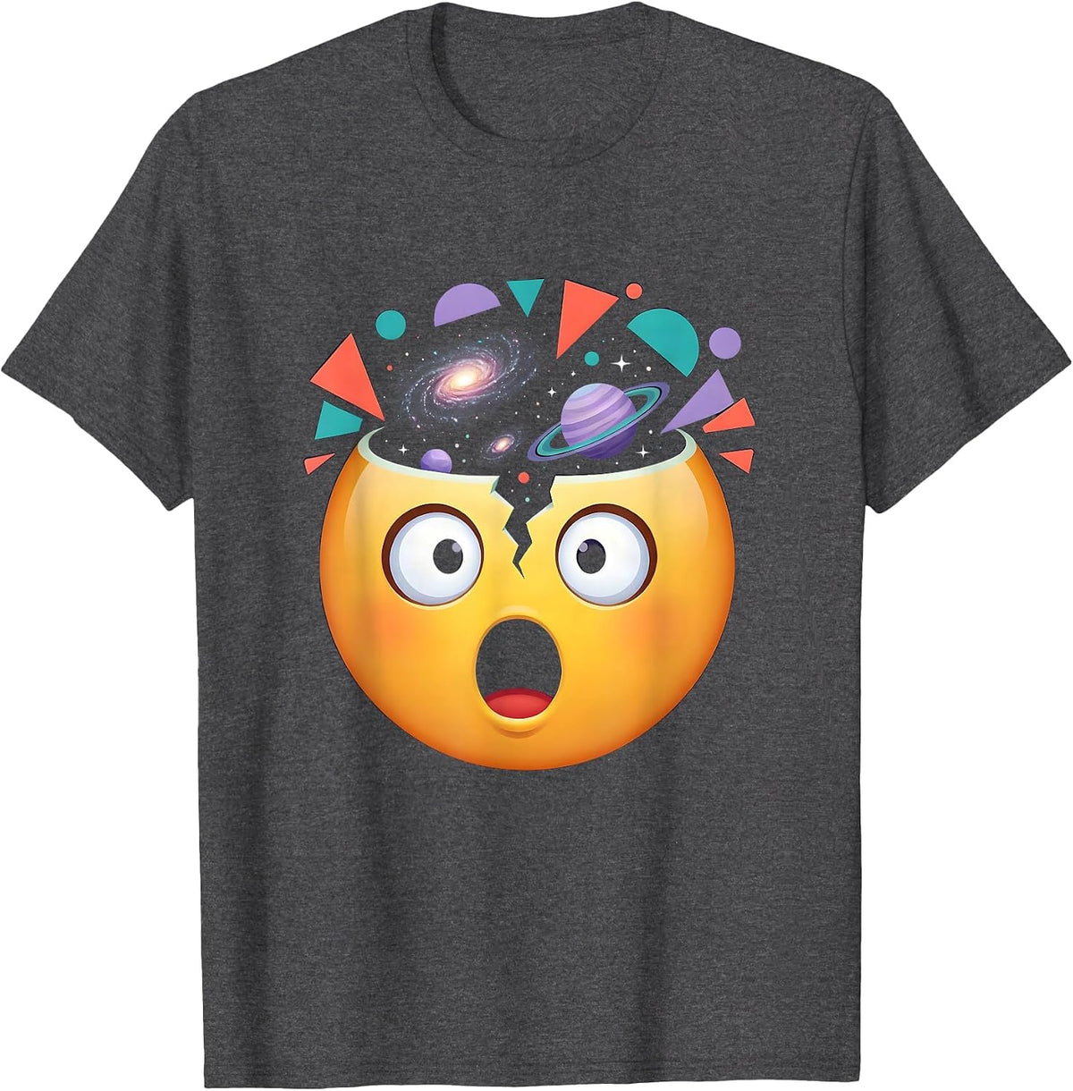 Men's Exploding Mind Cosmic Brain Graphic Tee T-Shirt - Dark Heather Grey