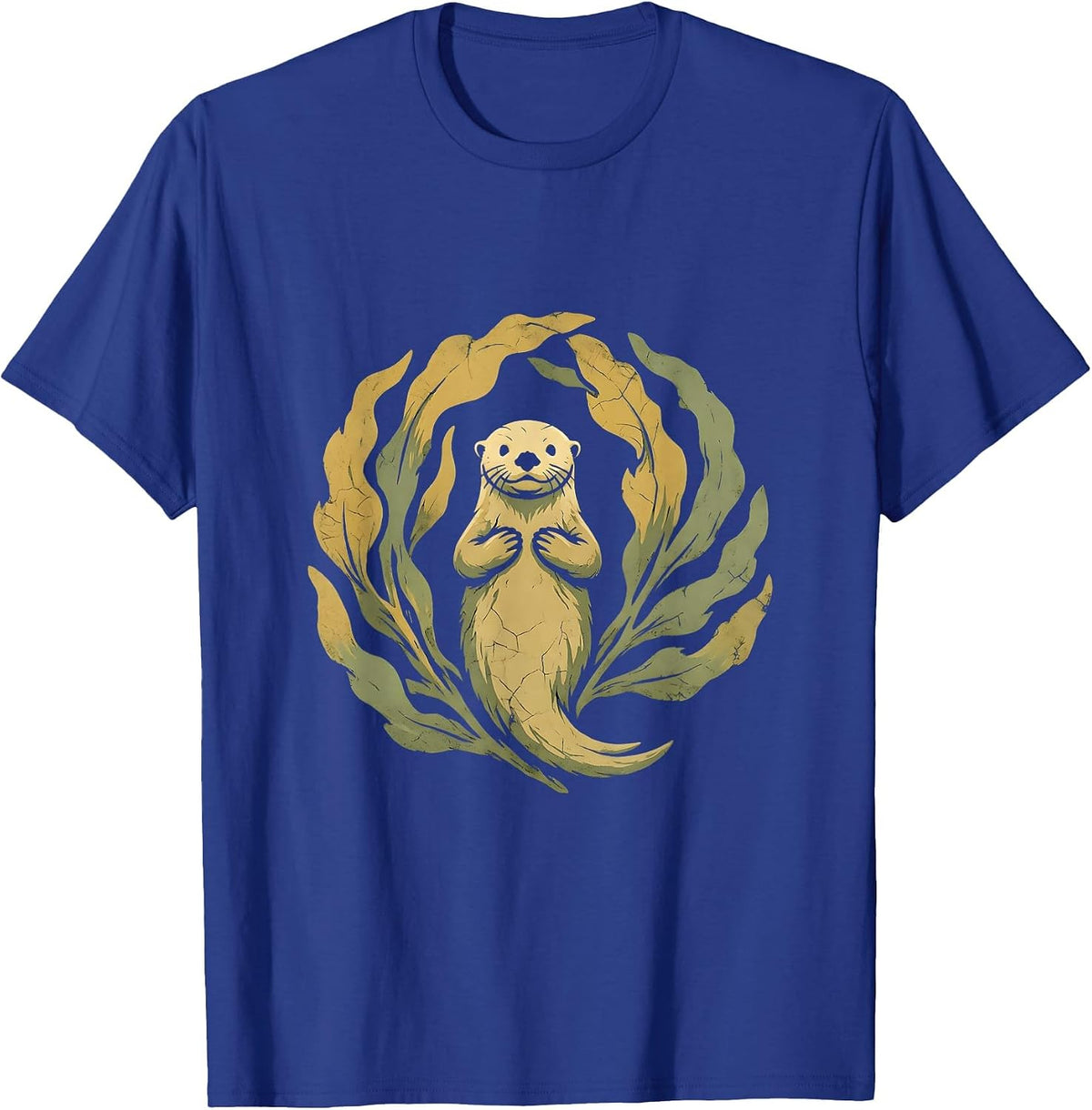 California Sea Otter Floating on Kelp Bed T-Shirt - Royal Blue