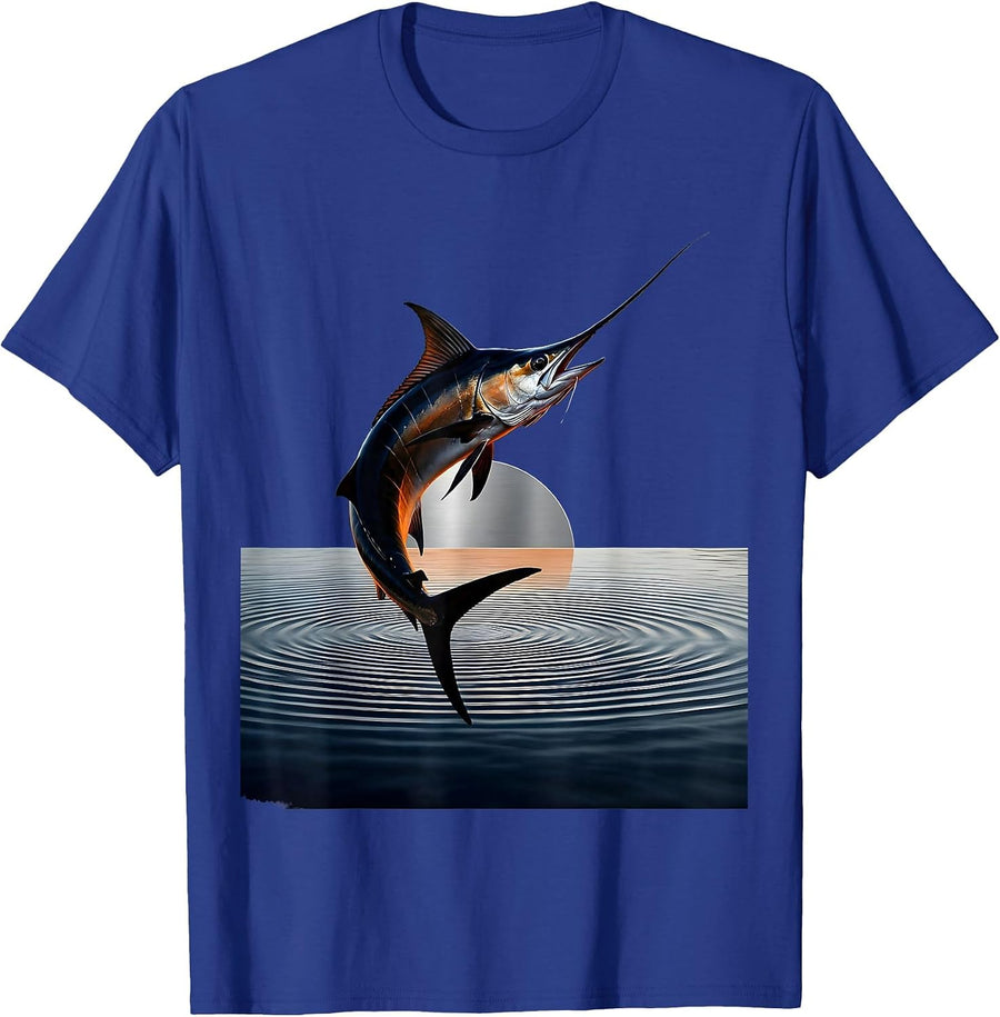 Gulf of Mexico Tarpon Leaping Fishing Illustration T-Shirt - Royal Blue