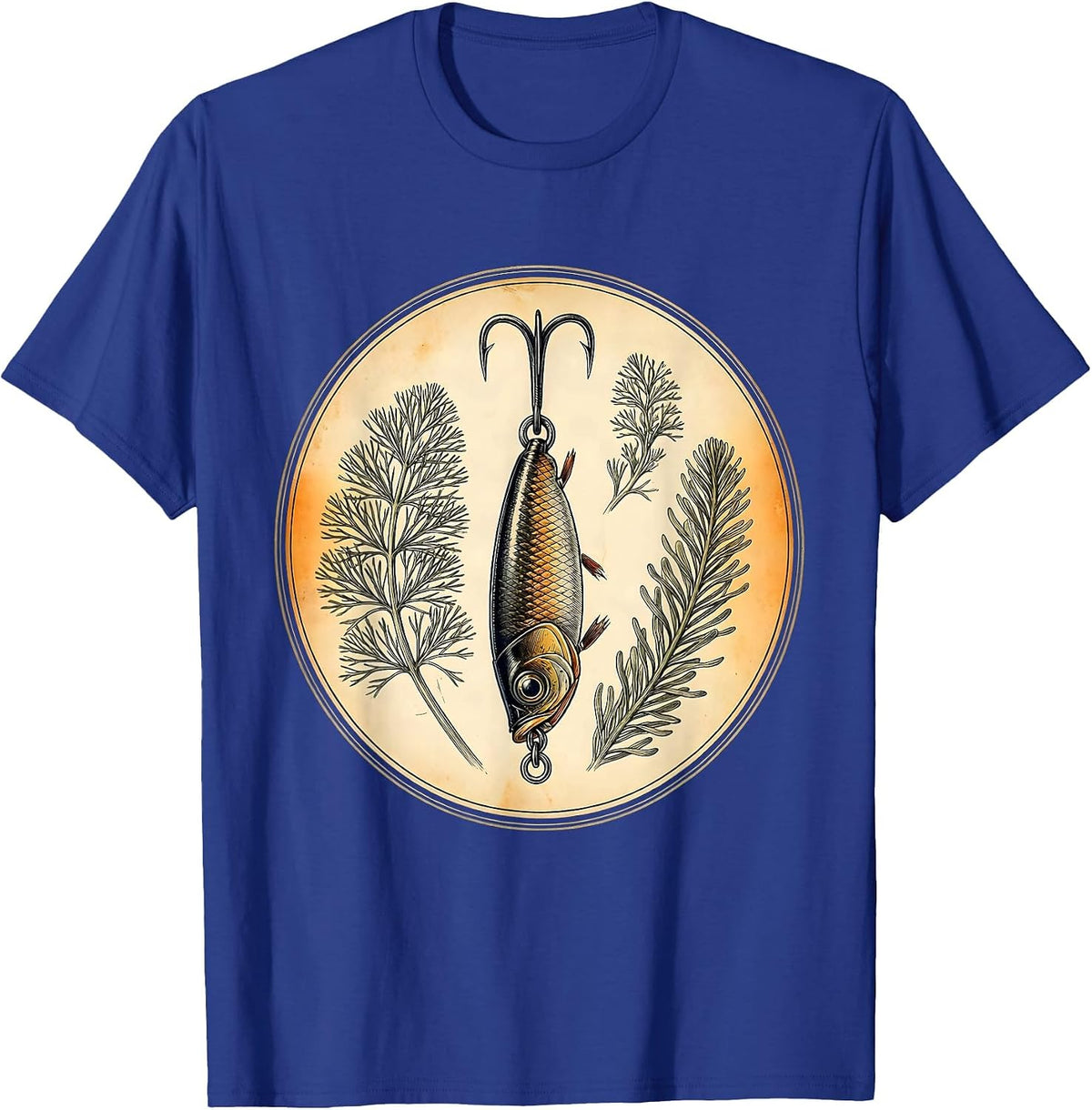 Underwater Fishing Lure Sinking Illustration T-Shirt - Royal Blue