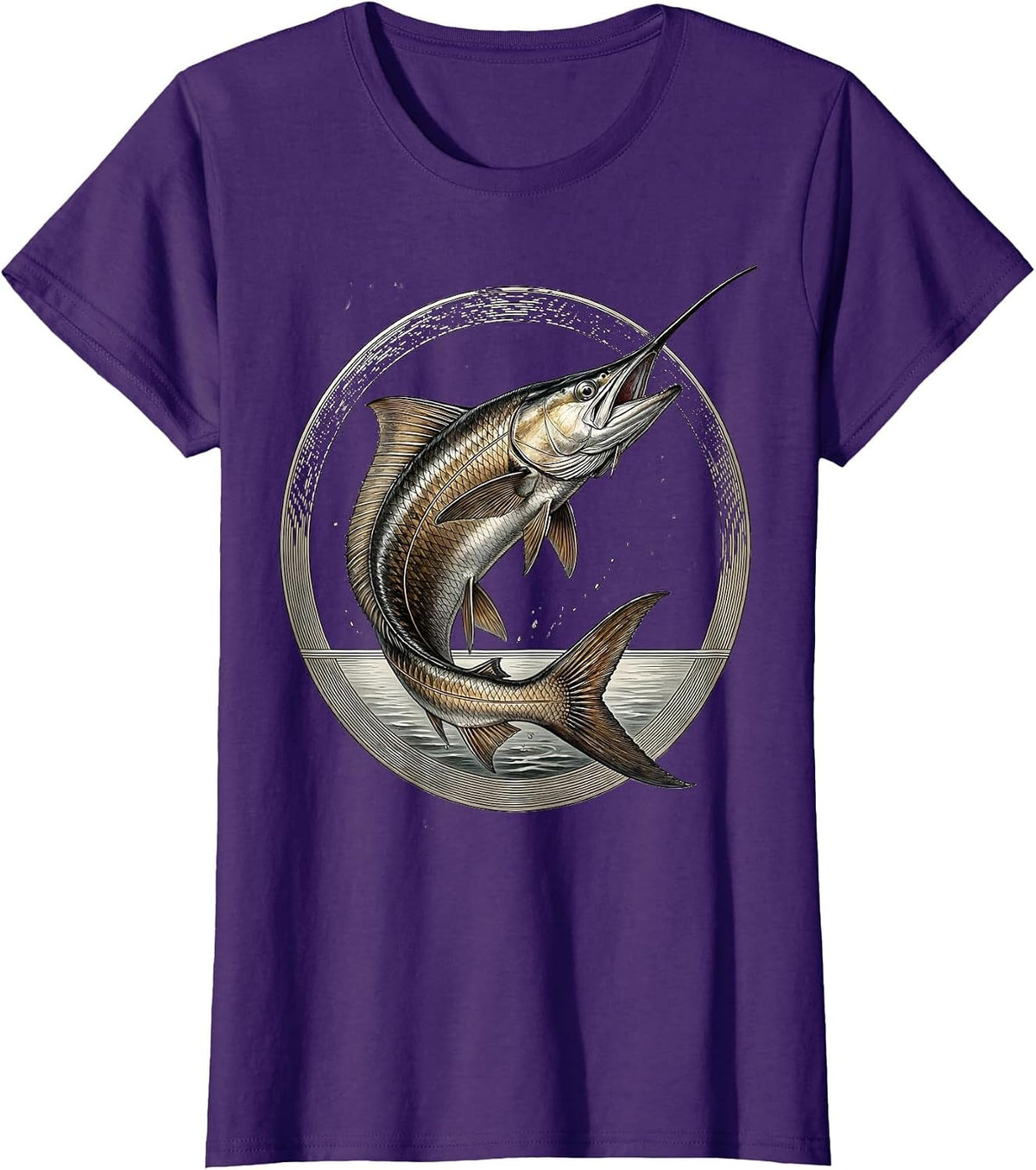 Women's Gulf of Mexico Jumping Tarpon Illustration T-Shirt - Purple