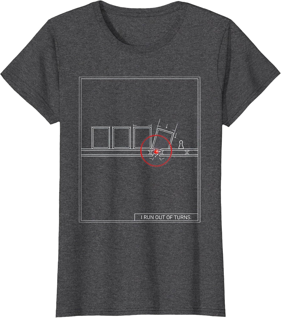 Women's I Run Out Of Turns Funny Gamer RPG Parody Gift T-Shirt - Dark Heather Grey