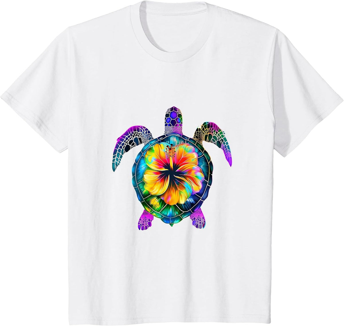 Hawaiian Tie Dye Sea Turtle Cute Hawaii for Men and Women T-Shirt - White