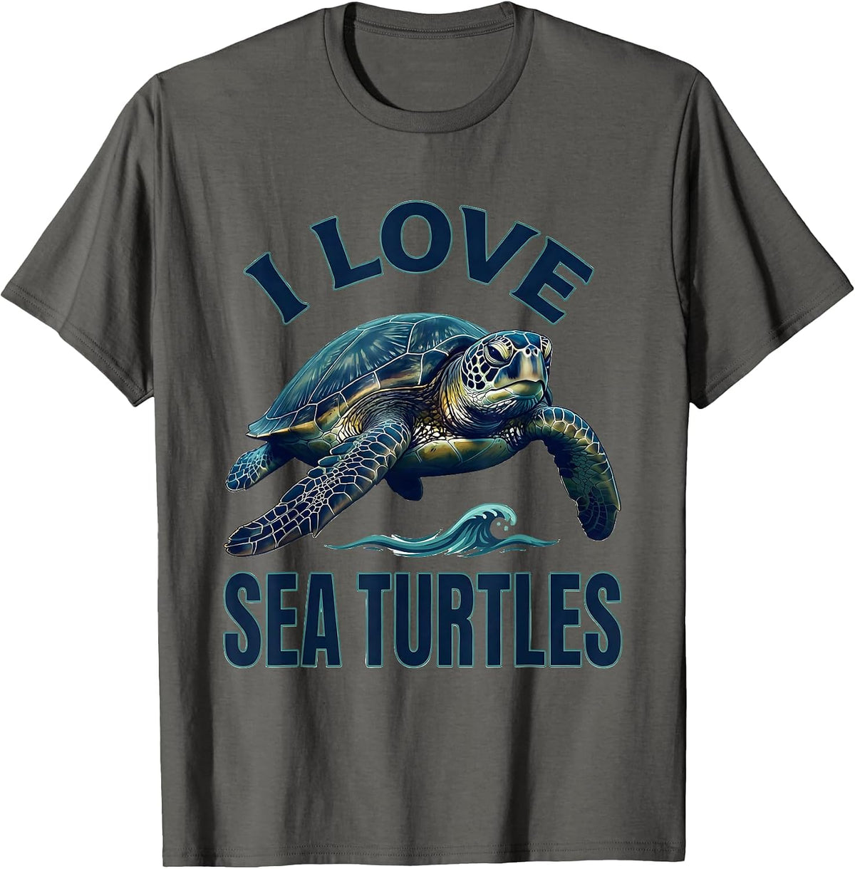 I Love Sea Turtles Cute Sea Turtle Lover Summer Beach Gift T-Shirt - Asphalt Grey