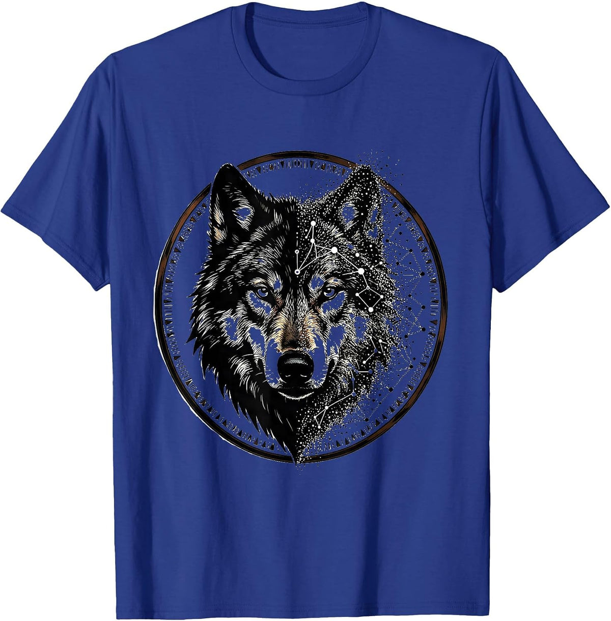 Wolf Head Constellation Map Graphic Design T-Shirt - Royal Blue