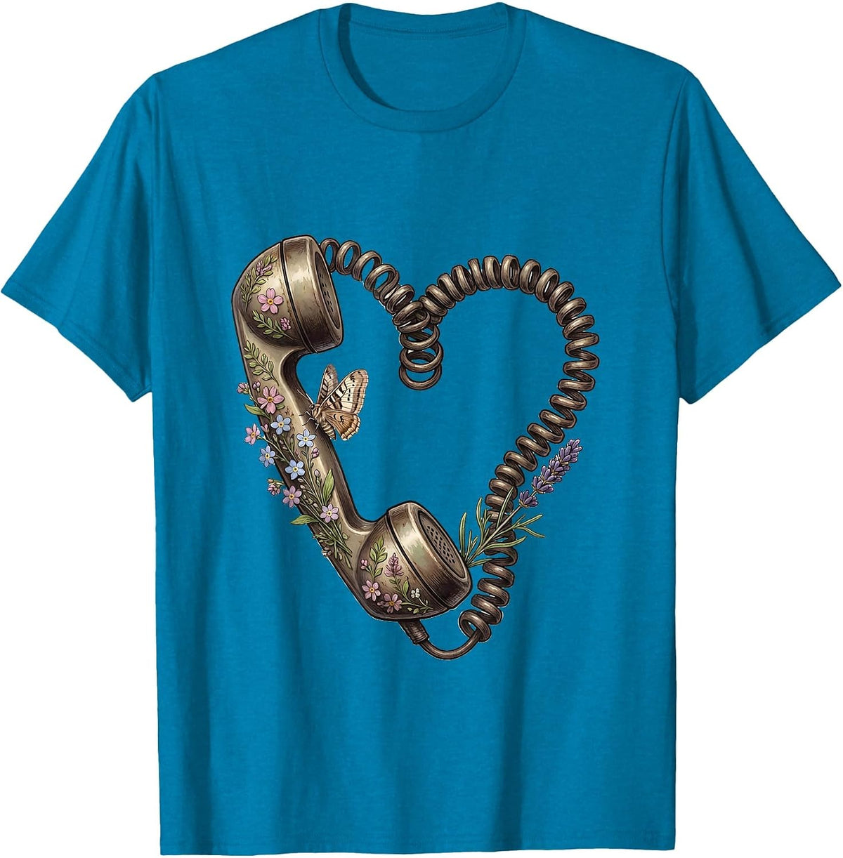 Social Worker Heart Telephone Receiver Graphic T-Shirt - Sapphire Blue