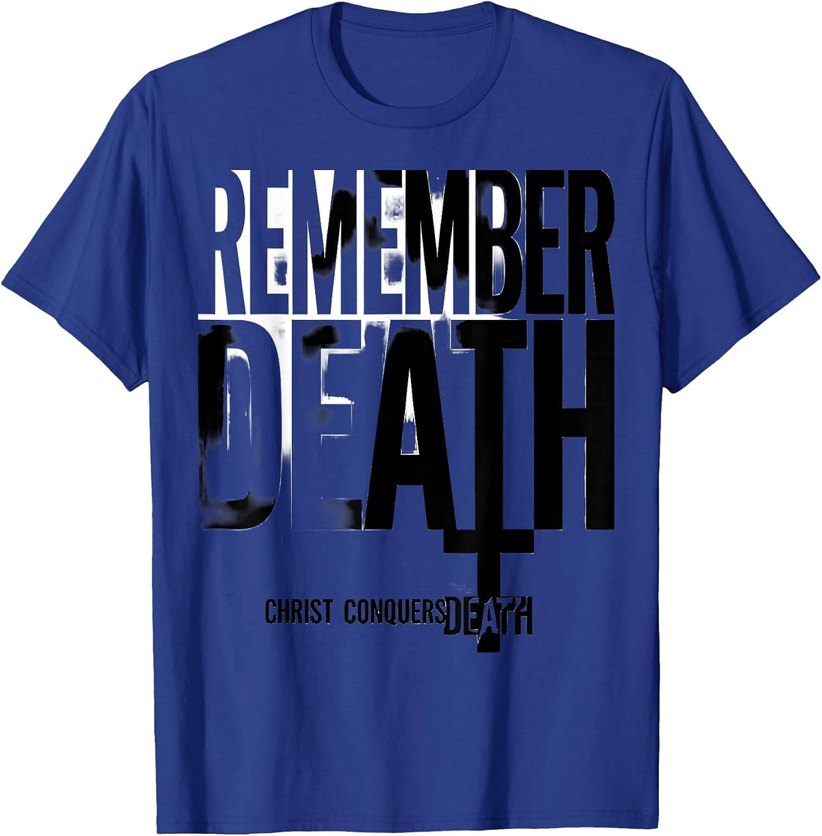 Remember Death Christ Conquers Death Eastern Orthodox Cross T-Shirt - Royal Blue