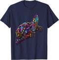 Colorful Splash Eastern Box Turtle T-Shirt - Navy Blue