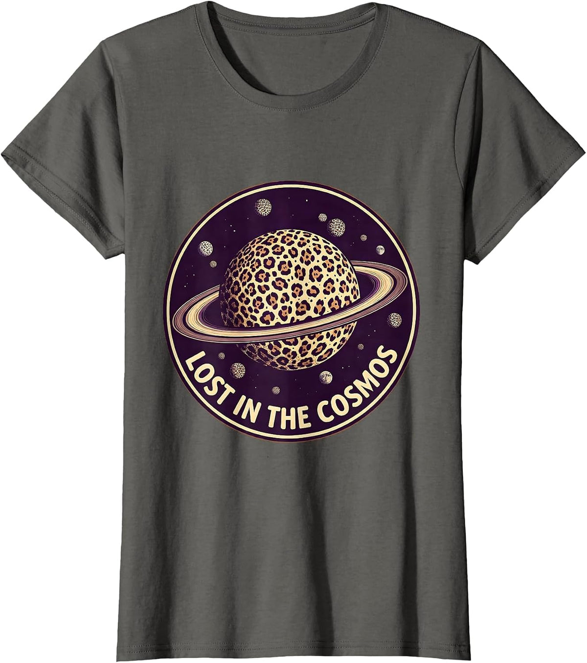 Women's Lost in the Cosmos Galaxy Space Design T-Shirt - Asphalt Grey