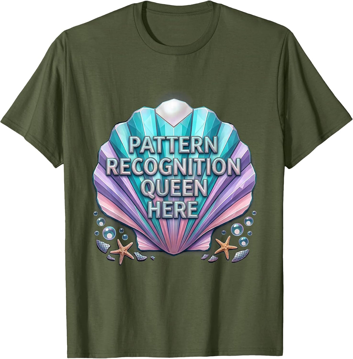Men's Pattern Recognition Queen Autism Awareness Design T-Shirt - Olive Green