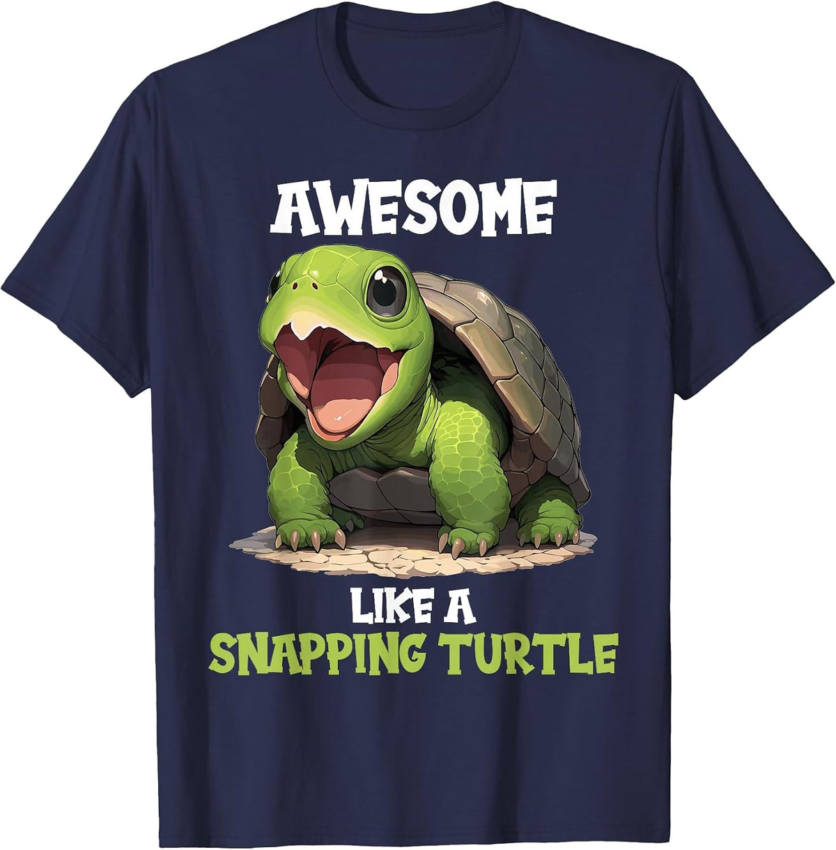 Awesome Like a Snapping Turtle. Snapping Turtle T-Shirt - Navy Blue